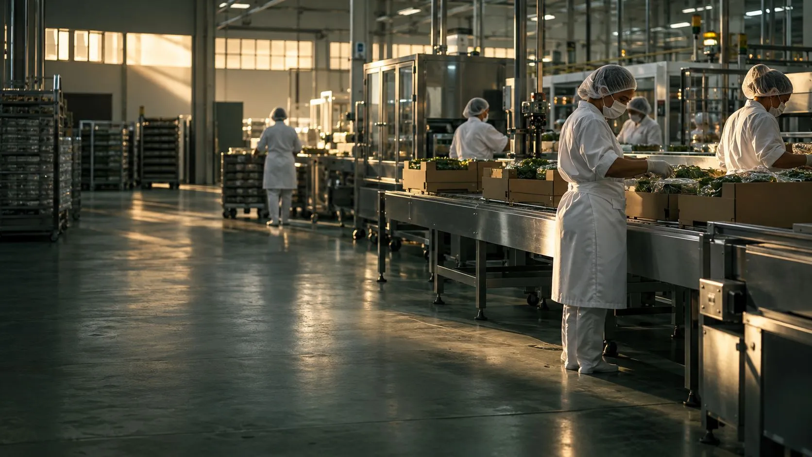 Linha de beneficiamento e embalagem numa agroindústria